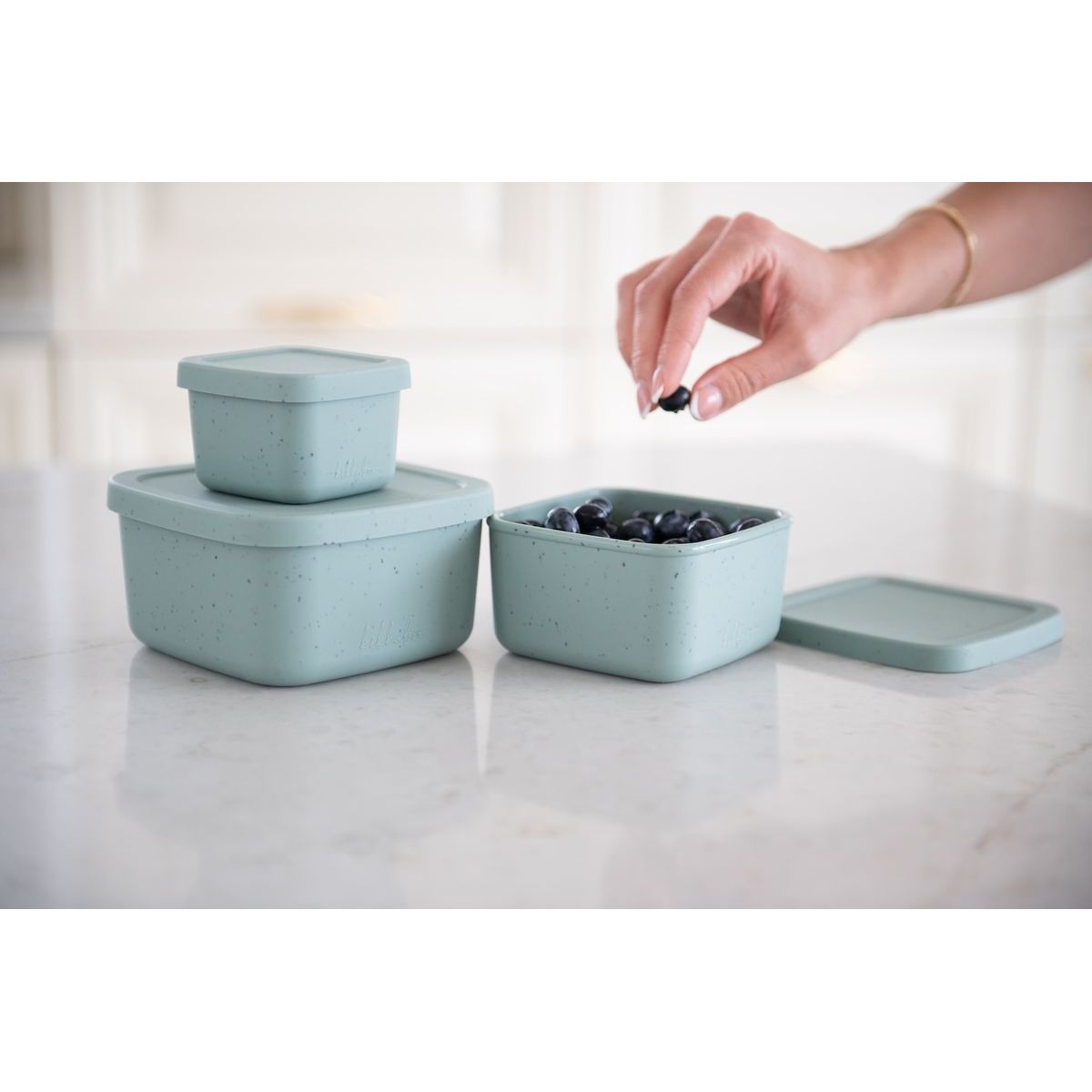 KikkaBoo Sada boxů na svačinu 3 ks Platinum Silicone Sand