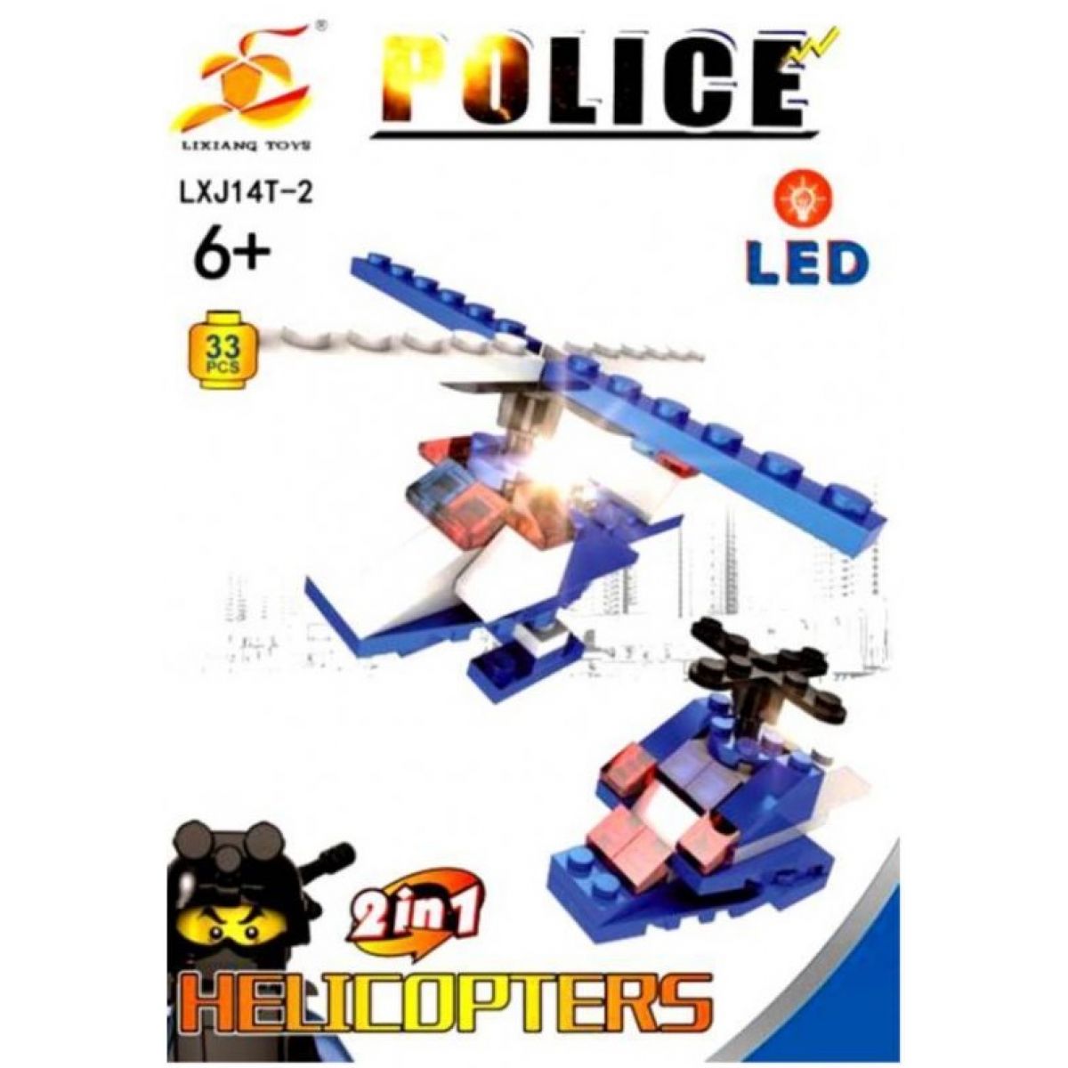 Stavebnice Policie s LED kostkou 2v1 - Helicopters