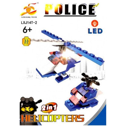 Stavebnice Policie s LED kostkou 2v1 - Helicopters