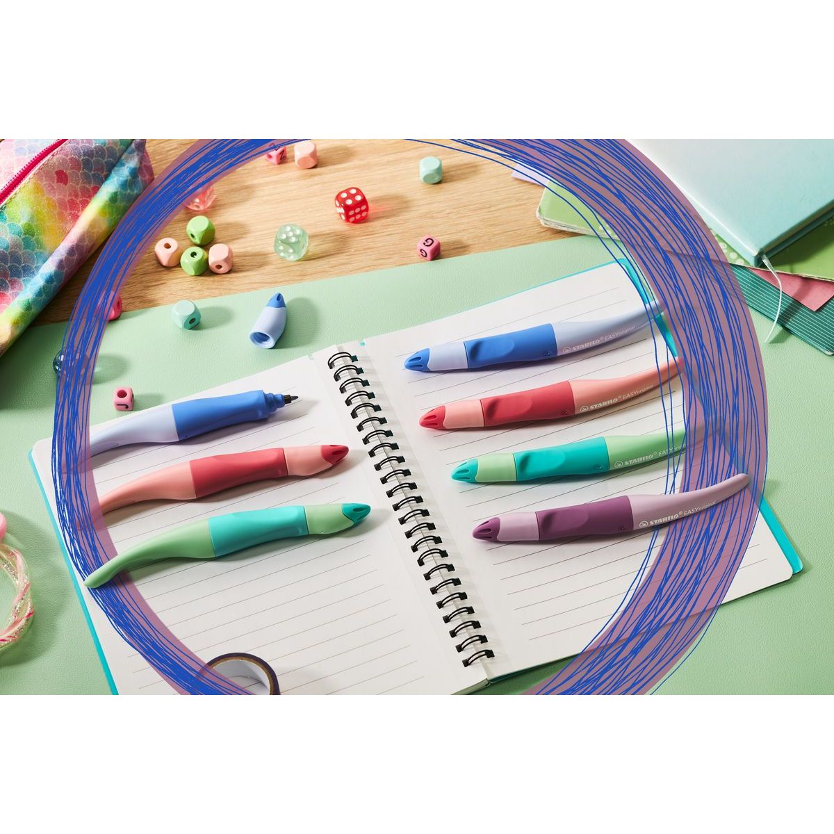 Ergonomický roller pro leváky STABILO EASYoriginal Pastel zelená vč. bombičky s modrým zmizíkovatelným inkoustem