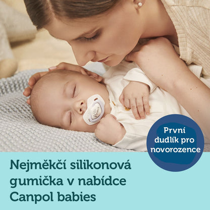 Canpol babies Set symetrických silikonových dudlíků Light touch 6-18m Royal Baby modrý