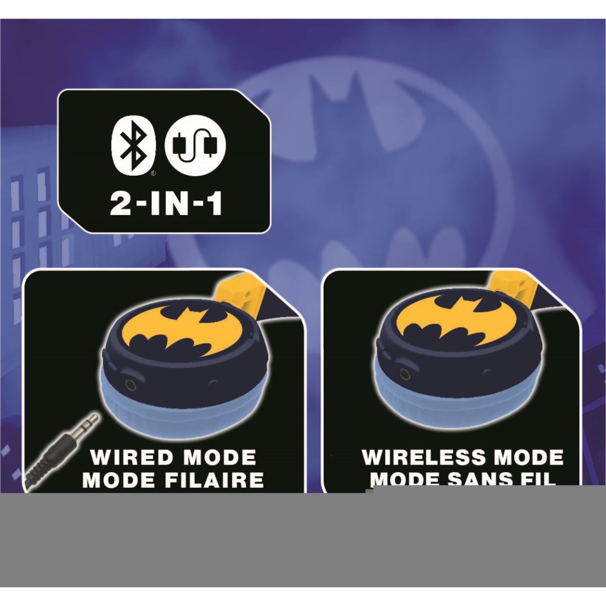 Lexibook 2v1 bluetooth skládací sluchátka Batman s limitem hlasitosti