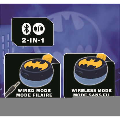 Lexibook 2v1 bluetooth skládací sluchátka Batman s limitem hlasitosti