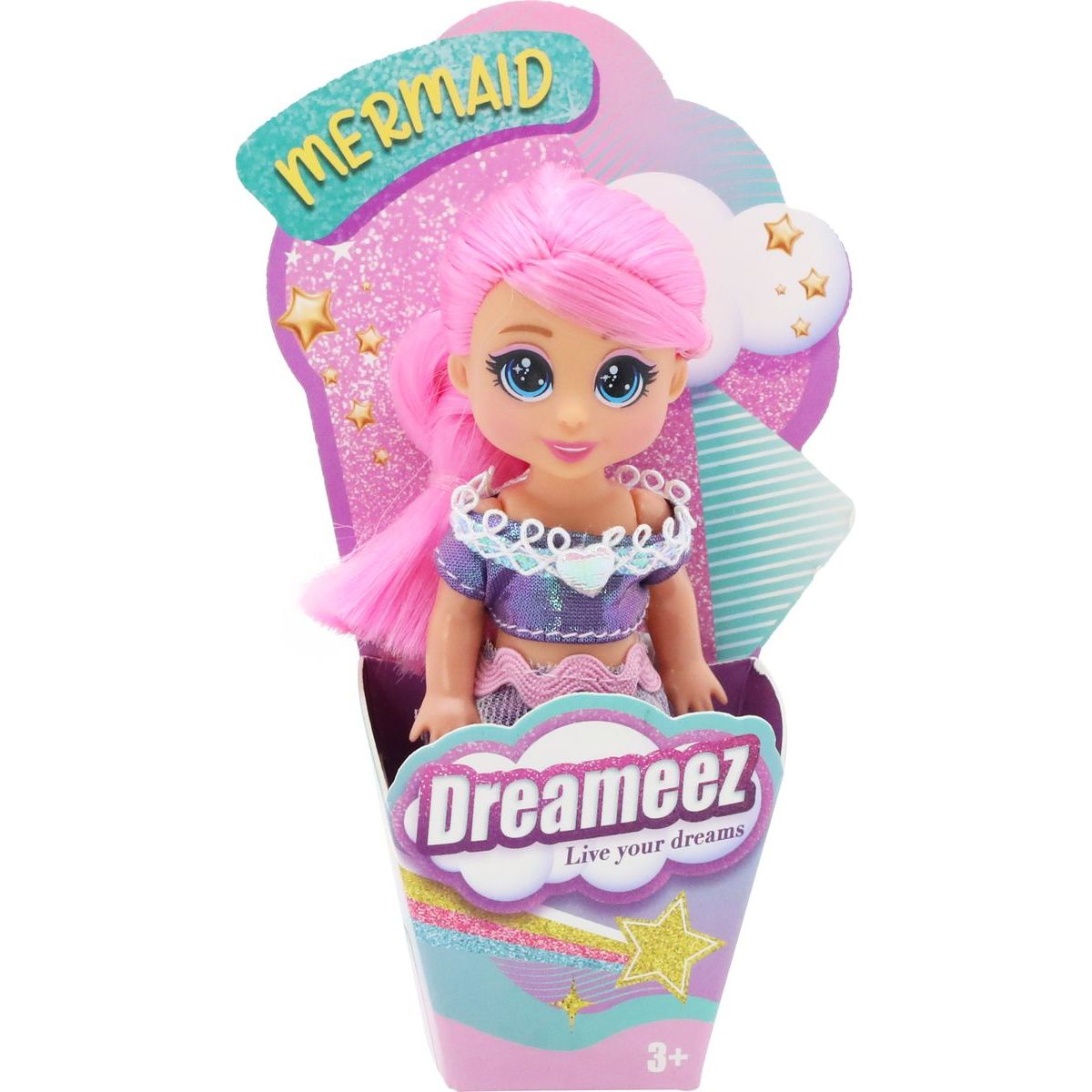 Funville Dreameez mini mořská panna v kornoutku tmavě růžové vlasy