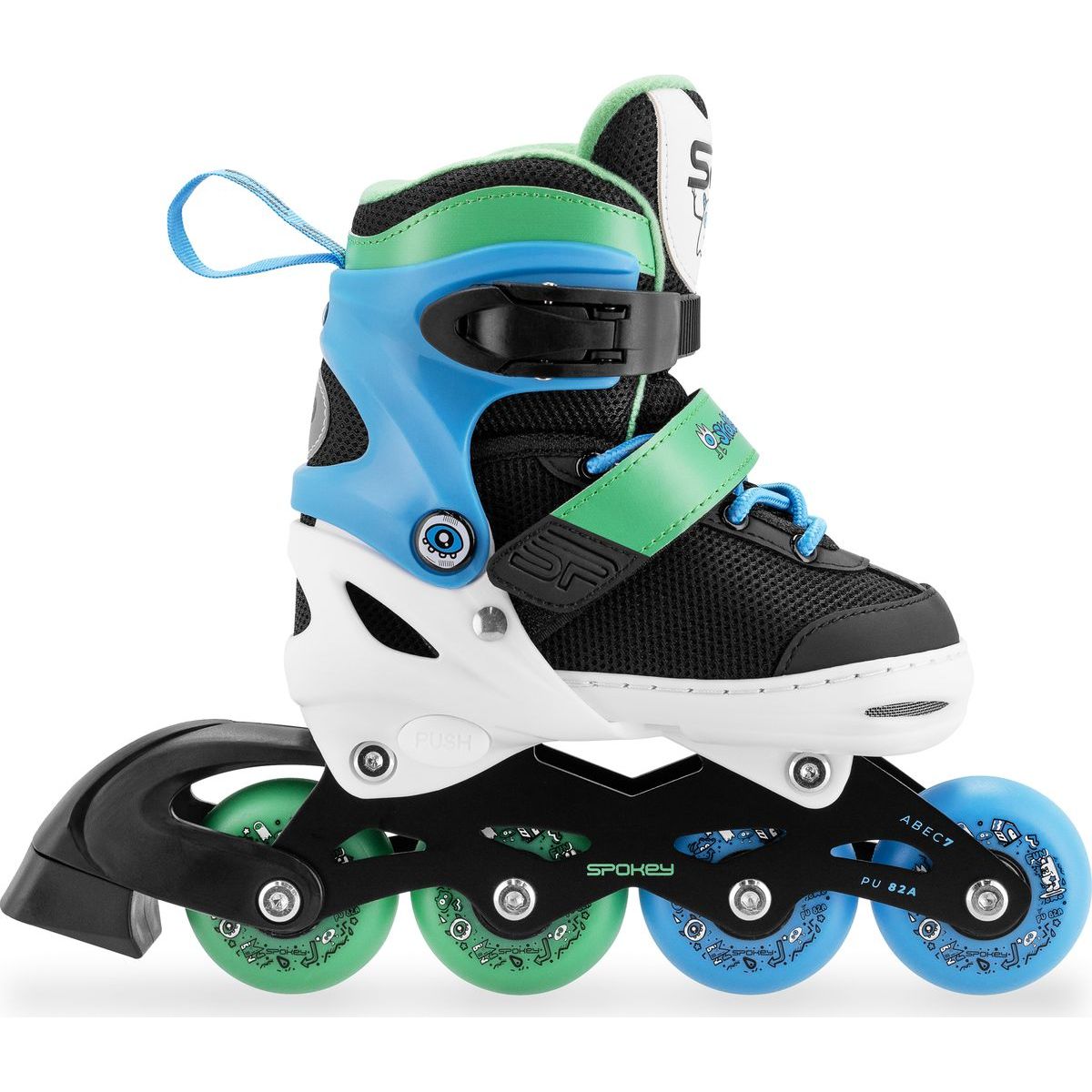 Spokey Joy Dětské kolečkové brusle, černo-modré, ABEC7 Carbon, vel. 31 - 34