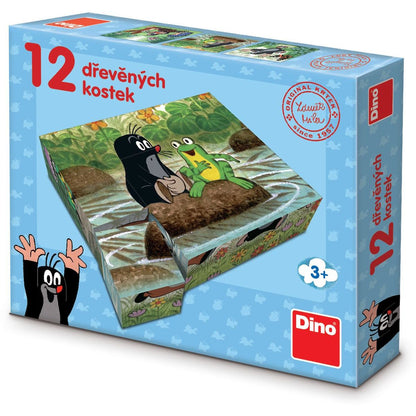 Dino Dřevěné kostky Krtek a zvířátka 12 ks