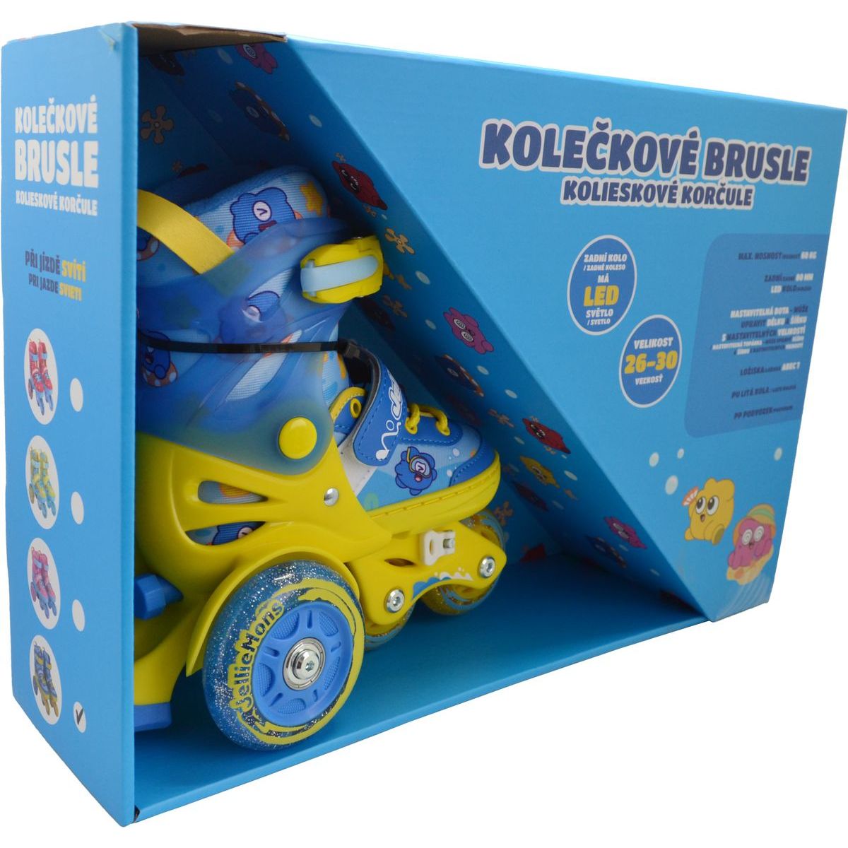 Sparkys Dětské svítící kolečkové brusle - Modré (vel. 26-30)