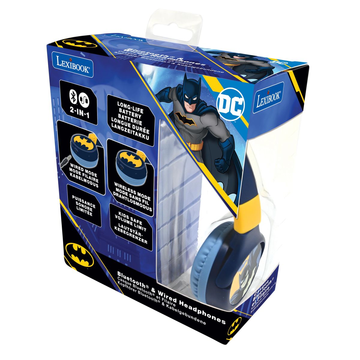 Lexibook 2v1 bluetooth skládací sluchátka Batman s limitem hlasitosti