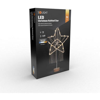LED vánoční hvězda stolní, pletená, 35 x LED, 2 x AAA