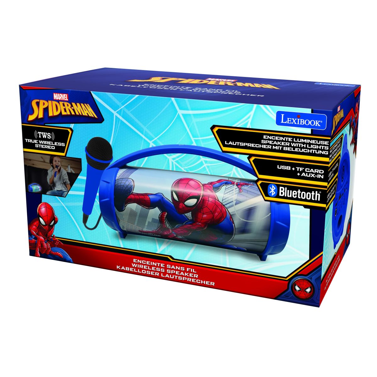 Lexibook Bluetooth reproduktor Spiderman s mikrofonem svítící