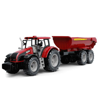 Alltoys Traktor na setrvačník s valníkem červený