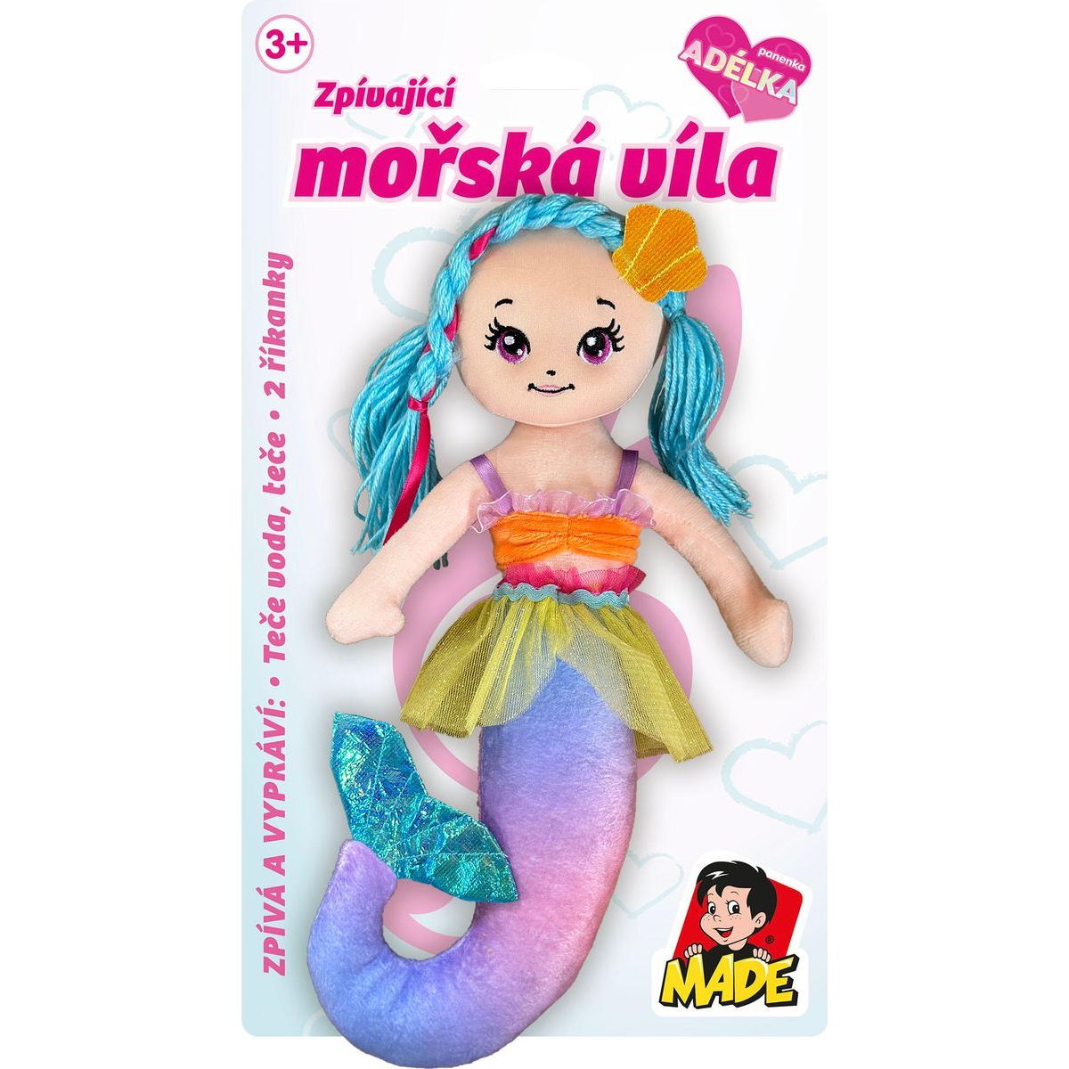 MaDe Panenka textilní mořská panna 38 cm - modrá