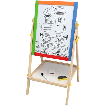 Teddies Tabule oboustranná magnetická dřevo černá-bílá 35x43cm s doplňky v krabici 44x63cm