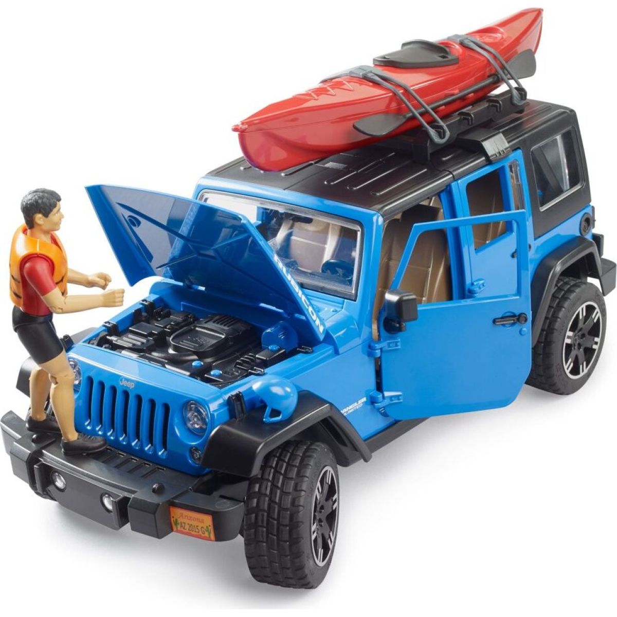 Bruder 02529 Jeep Wrangler RubiconUnlimited s kajakem a figurkou - Poškozený obal