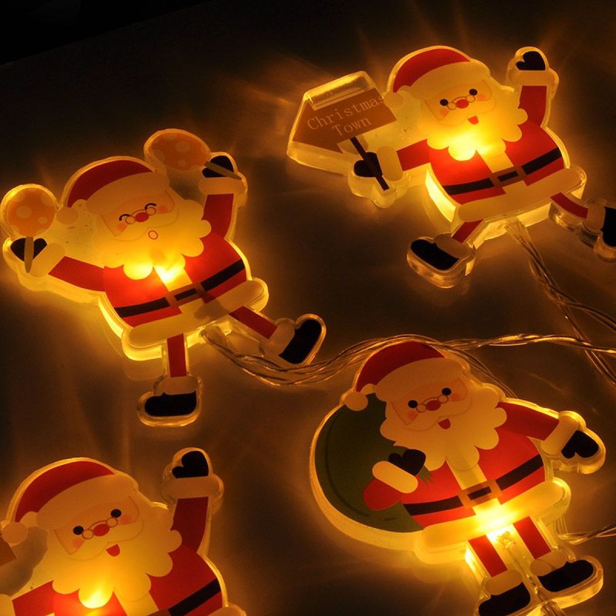 LED okenní řetěz - Santa, 6 x LED, přísavný, 120 cm, 2 x AA