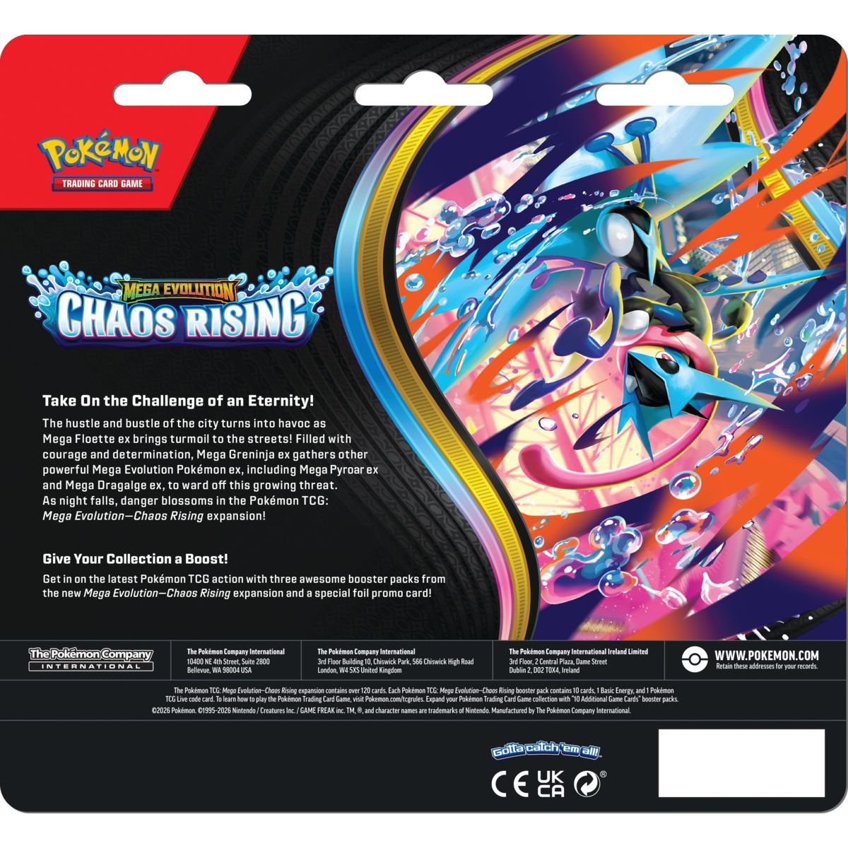 Pokémon TCG: ME04 Chaos Rising - 3 Blister Booster - Poškozený obal