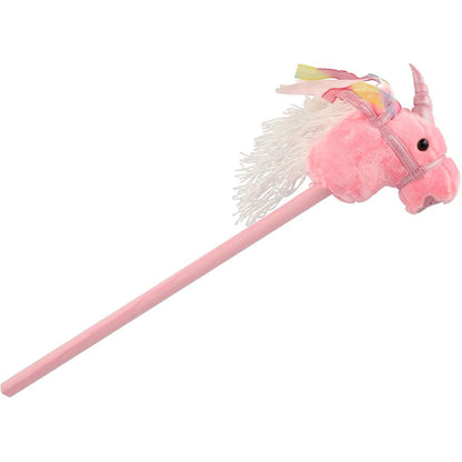 Kůň jednorožec na tyči plyš 80 cm na baterie se zvukem růžový v sáčku