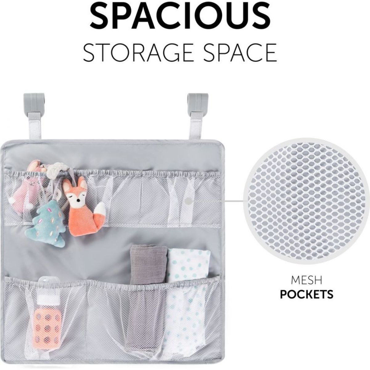 Hauck Organizér na postýlku nebo ohrádku Hang Me, grey