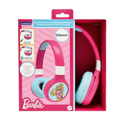 Lexibook 2v1 bluetooth skládací sluchátka Barbie s limitem hlasitosti