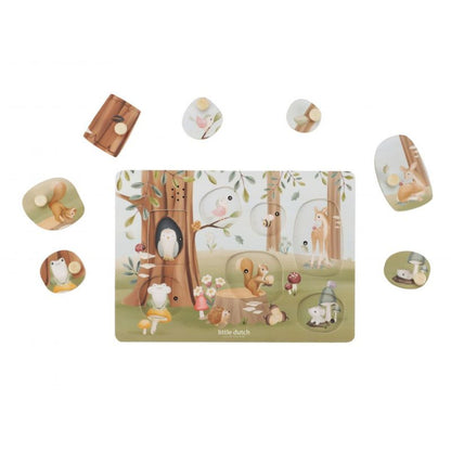 Little Dutch Vkládací puzzle se zvukem Forest Friends