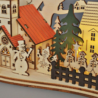 LED vánoční městečko s kostelem, 30 x 19 cm, 2 x AAA