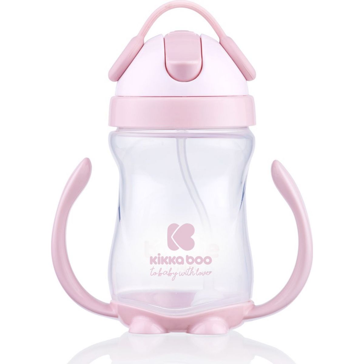 KikkaBoo Hrnek se silikonovým brčkem 300 ml 12m+ Pink