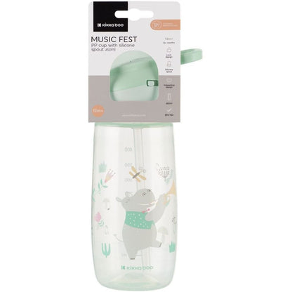 KikkaBoo Hrnek se silikonovým pítkem 450ml 12m+ Music Fest Mint