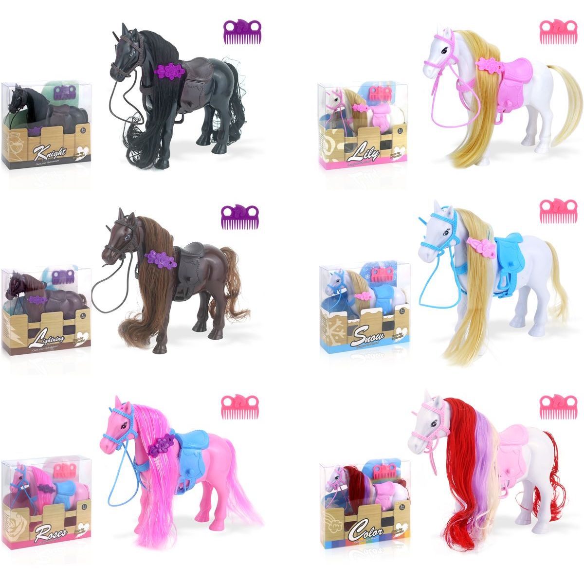 Alltoys Koník s hřebínkem - bílý kůň - růžové sedlo