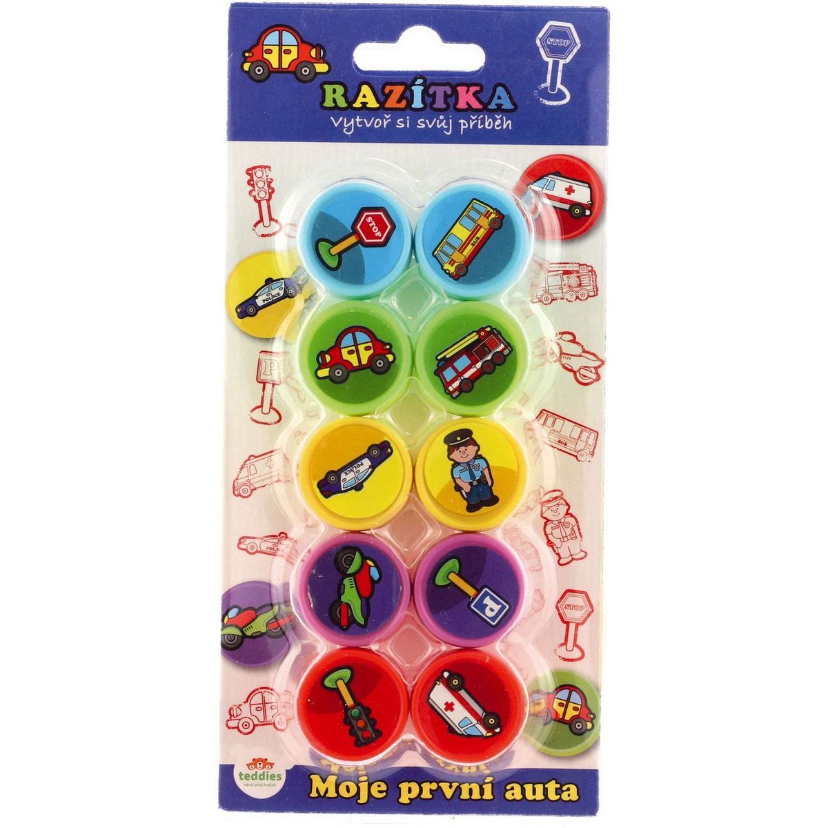 Teddies Razítka samotiskací Moje první auta 10ks