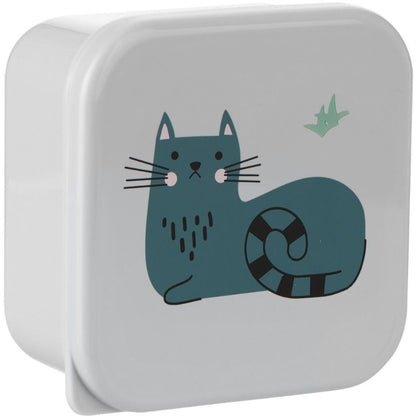 KikkaBoo Sada boxů na svačinu 4 ks Kitty Cat Grey