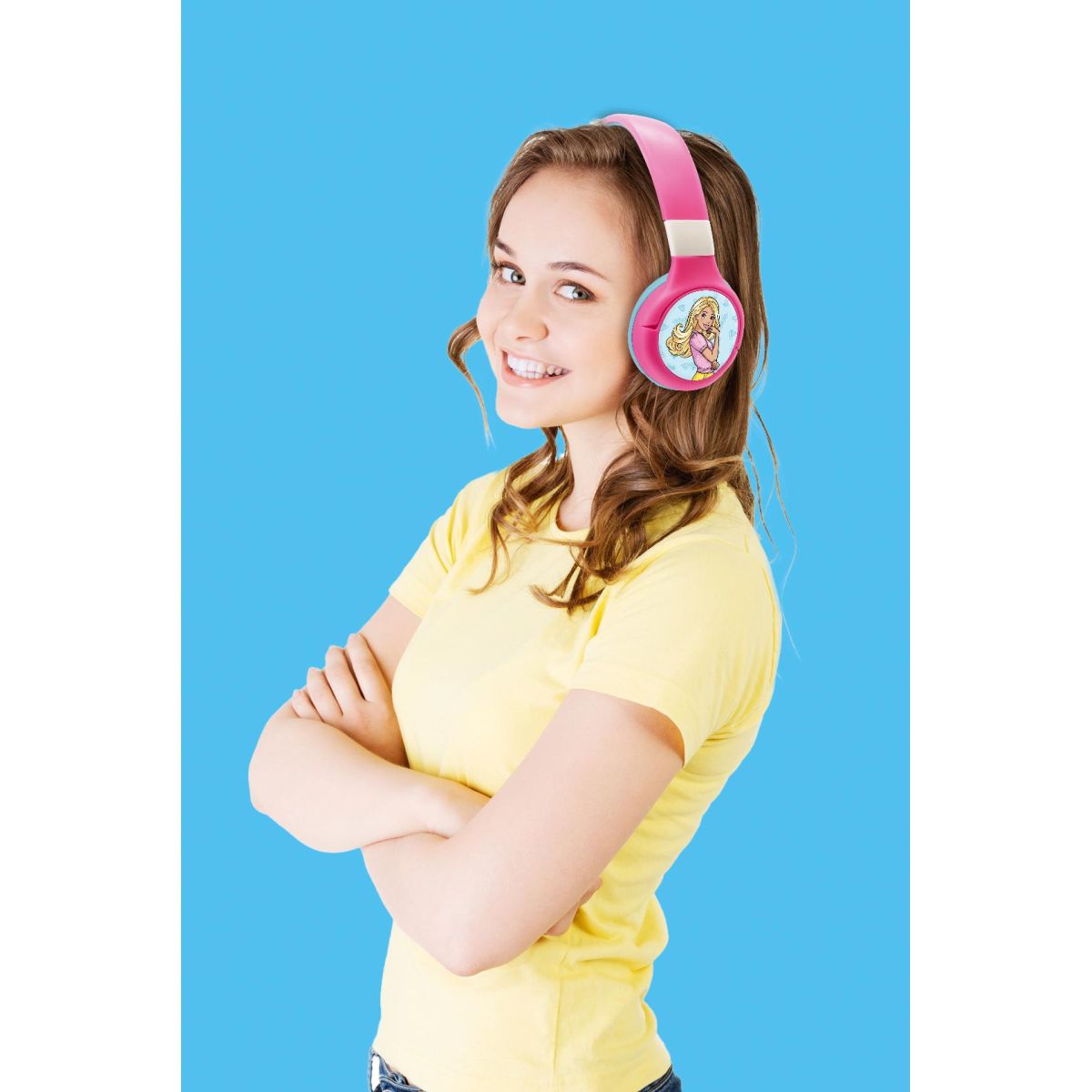Lexibook 2v1 bluetooth skládací sluchátka Barbie s limitem hlasitosti
