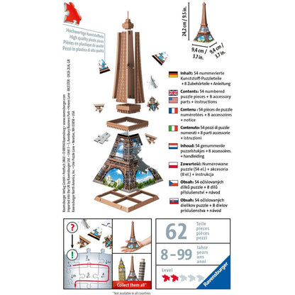 Ravensburger 3D Puzzle 125364 Mini budova Eiffelova věž položka 54 dílků