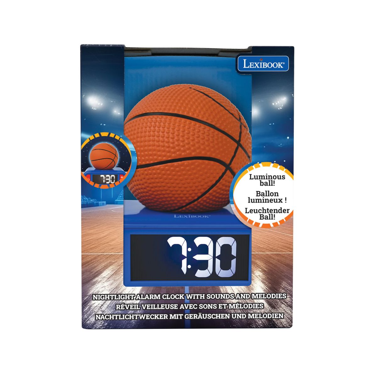 Lexibook Budík Basketbal se svítícím míčem