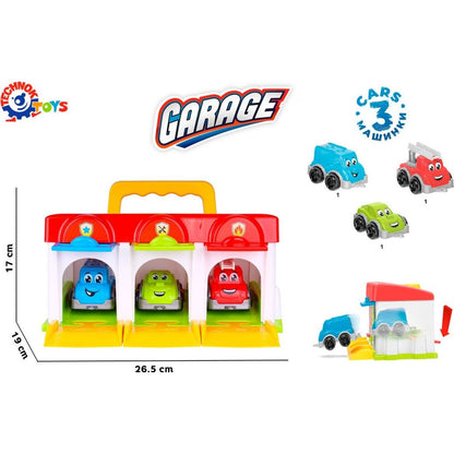 Teddies Garáž s autíčky 3 kusy a doplňky