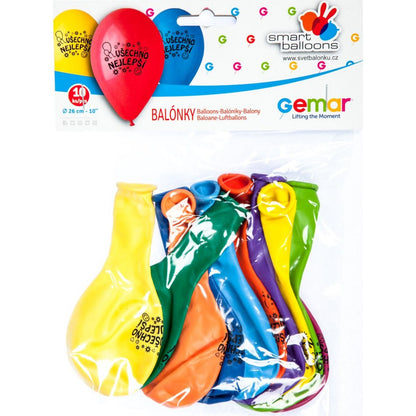 Balonky nafukovací 10'' průměr 26cm Všechno nejlepší 10ks