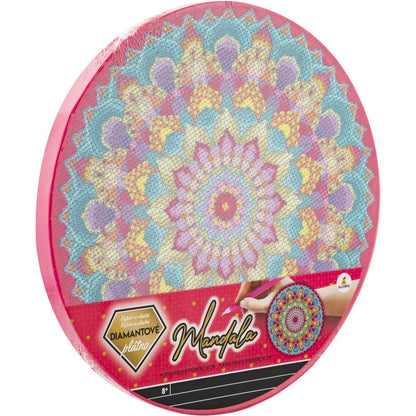 Malování pomocí kamínků Diamond Painting Mandala růžová