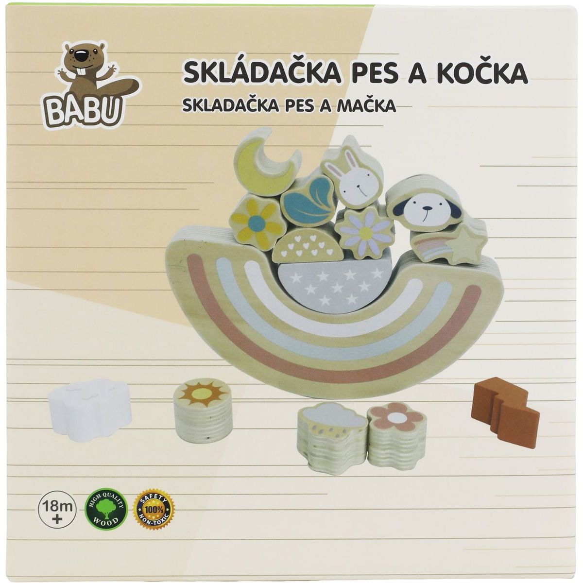 BABU - Balanční dřevěná hra PES a KOČKA
