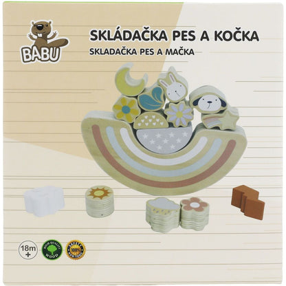 BABU - Balanční dřevěná hra PES a KOČKA