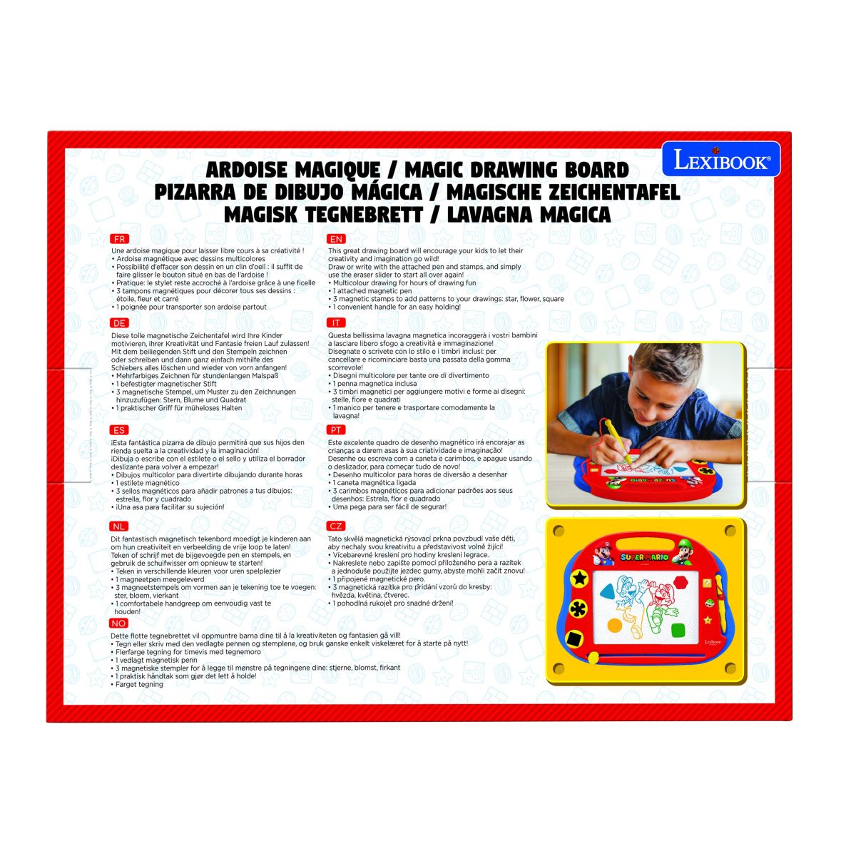 Lexibook Vícebarevná kreslící tabulka Super Mario s razítky