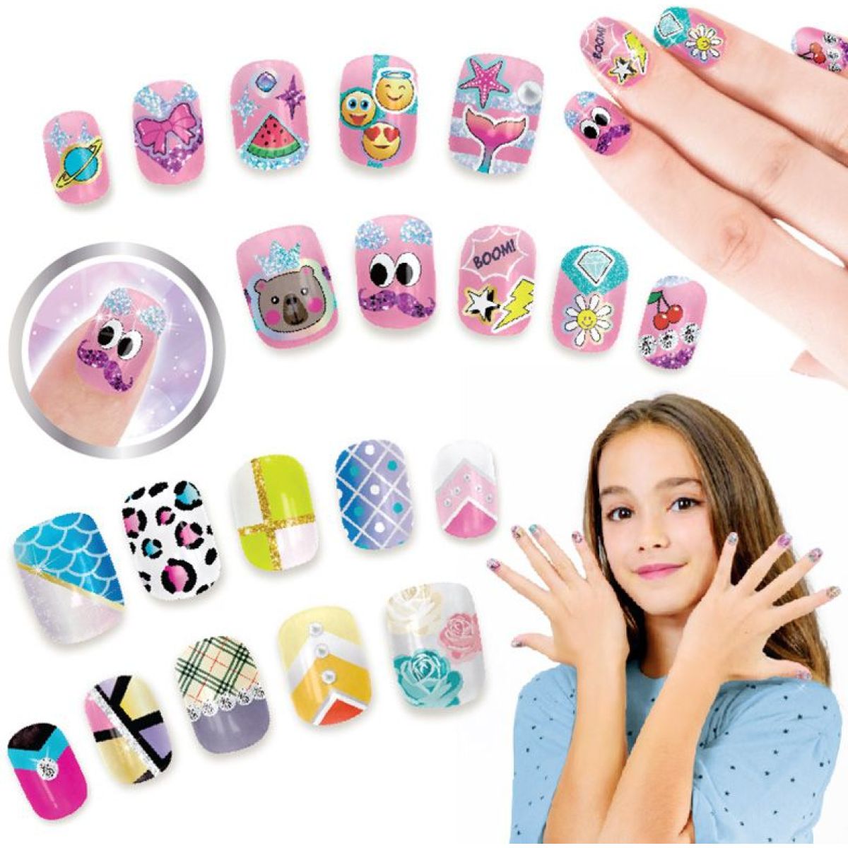 Tasia Stylová sada Nail Art s třpytkami a samolepkami