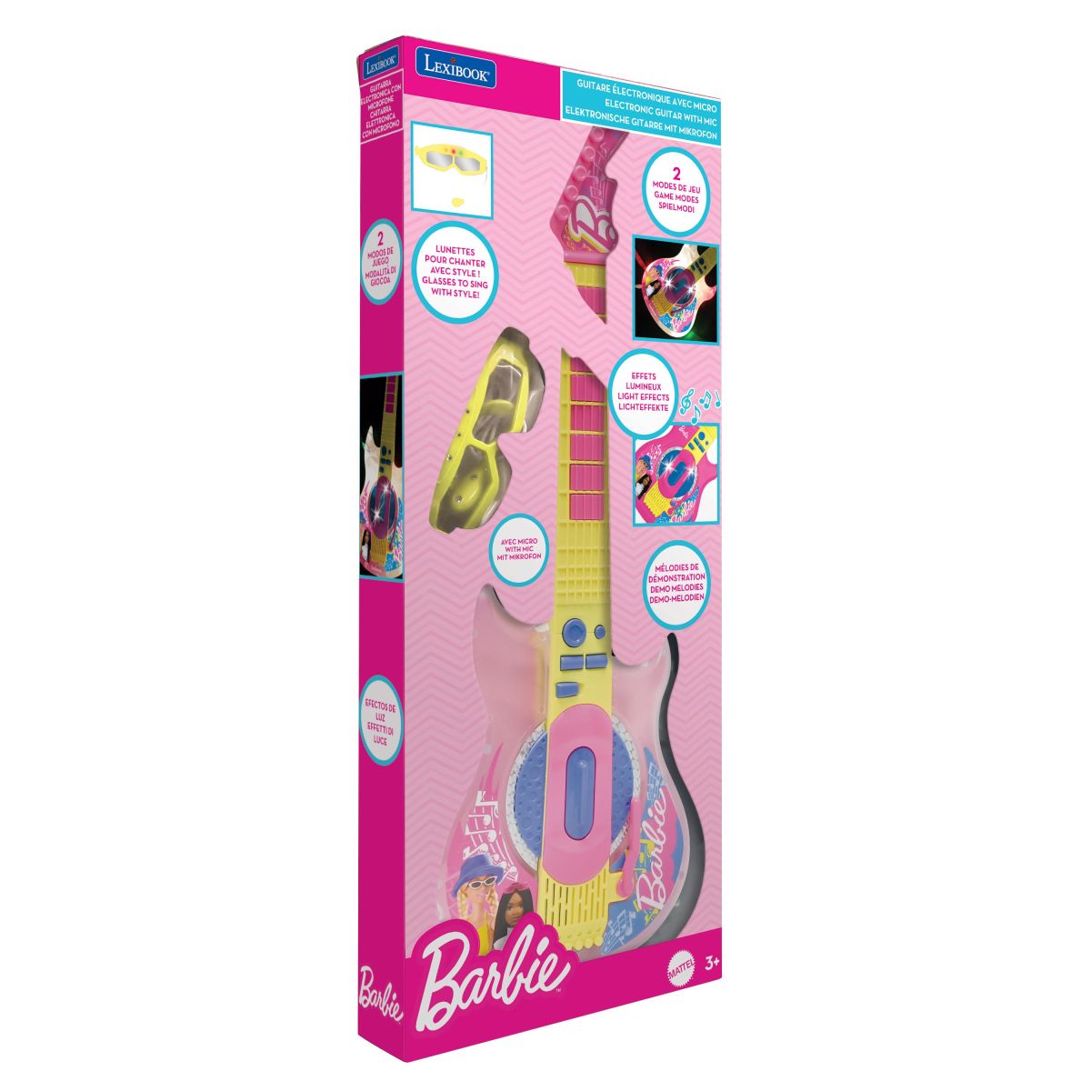 Lexibook Elektronická svítící kytara Barbie + brýle s mikrofonem