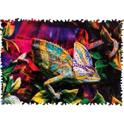 Puzzler Dřevěné barevné puzzle Úžasný chameleon