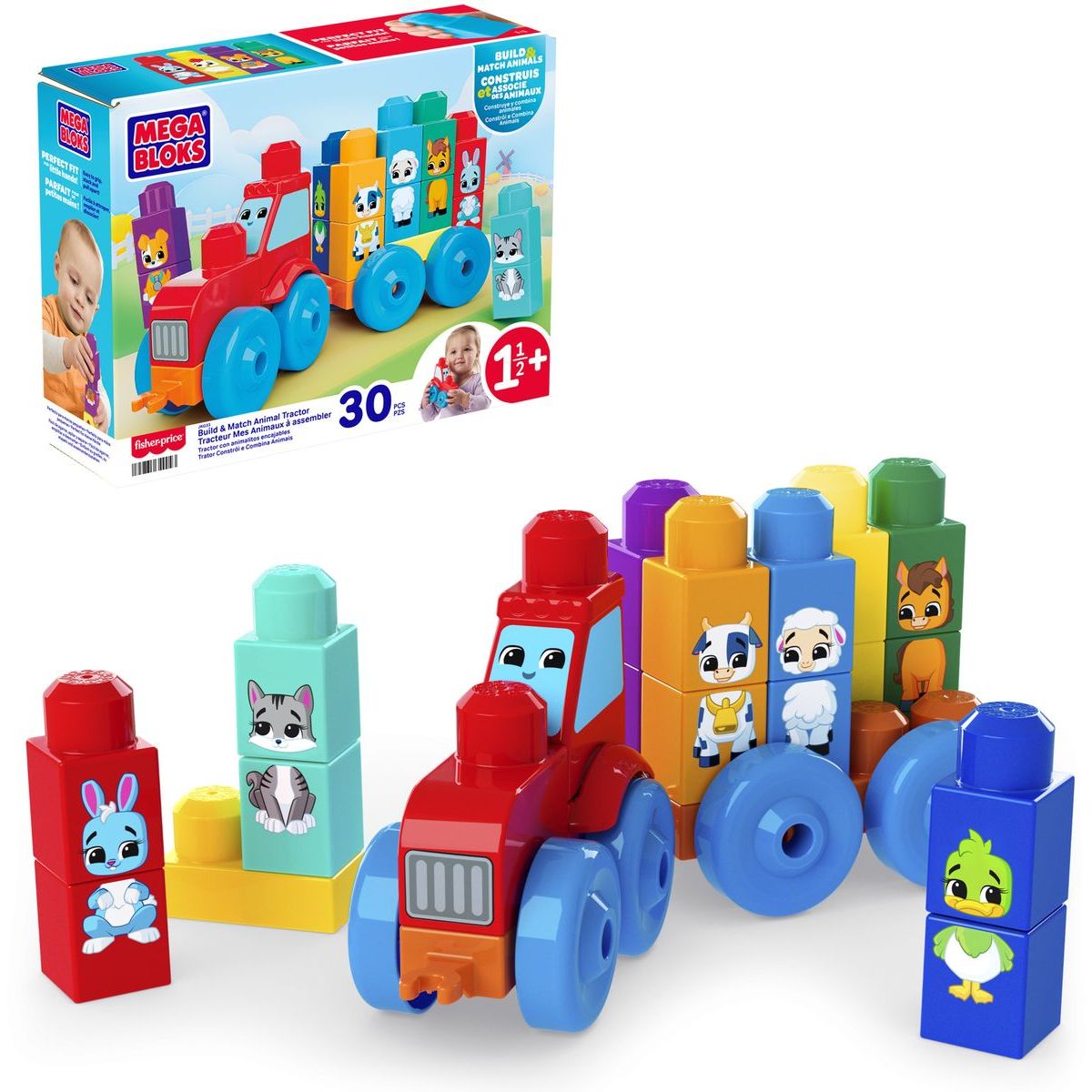 Mattel Mega Bloks traktor se zvířátky