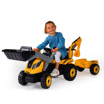 Smoby Šlapací traktor Builder Max s bagrem a vozíkem 710304