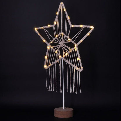 LED vánoční hvězda stolní, pletená, 35 x LED, 2 x AAA