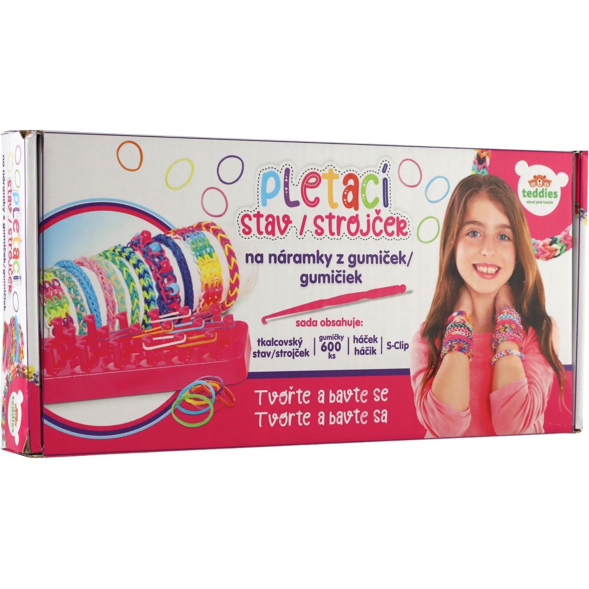 Udělej si svůj náramek - gumičky 600 ks + náčiní + pletací stav na náramky