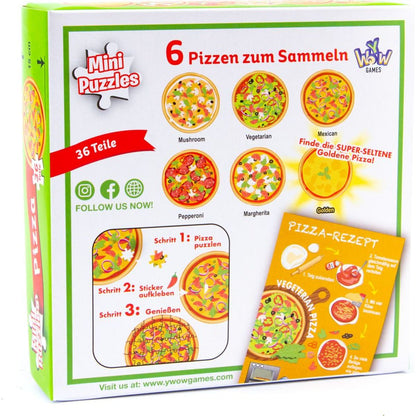 Puzzle mini Pizza 6 různých motivů 36 dílků