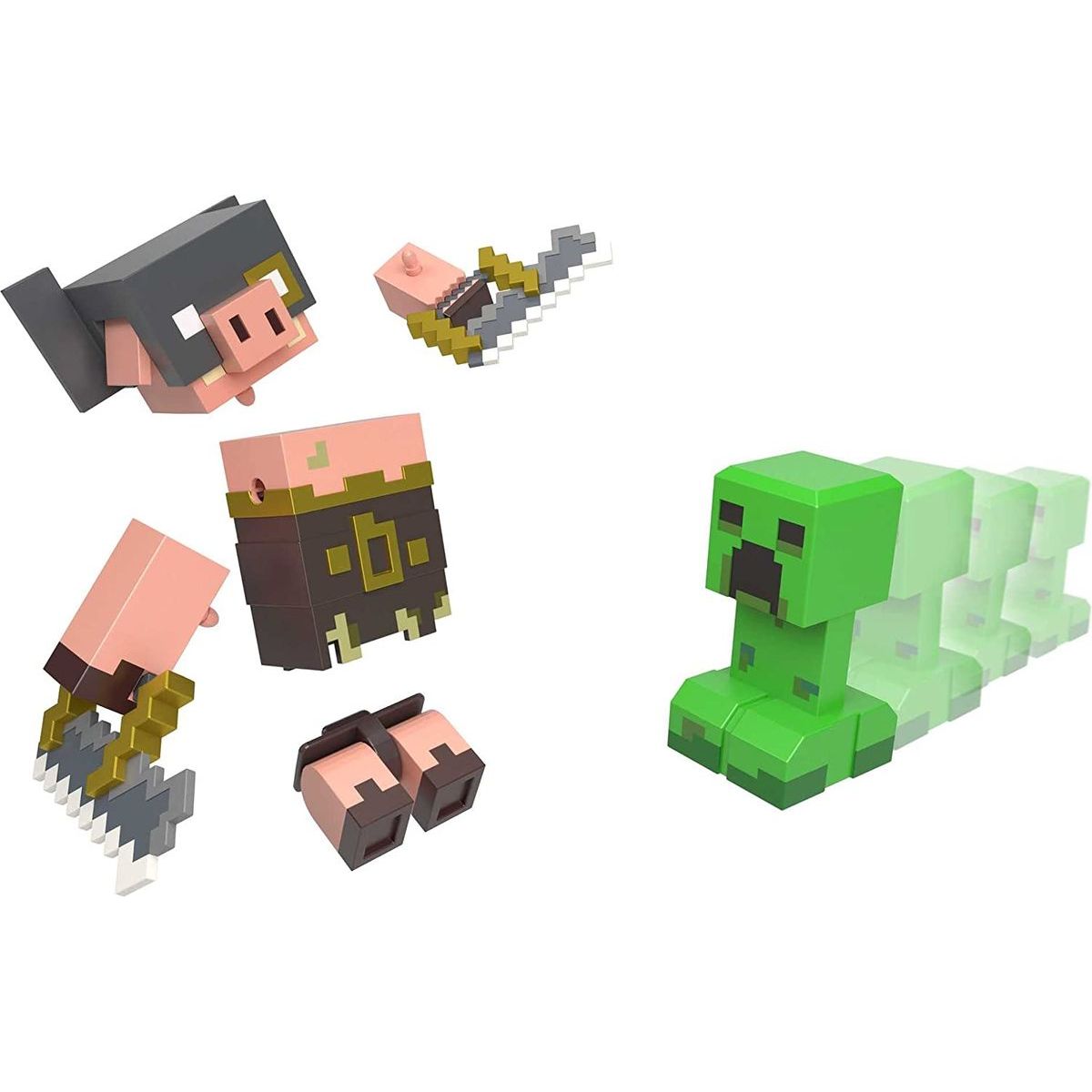 Minecraft Legends dvě figurky 8 cm Creeper vs. Piglin Bruiser