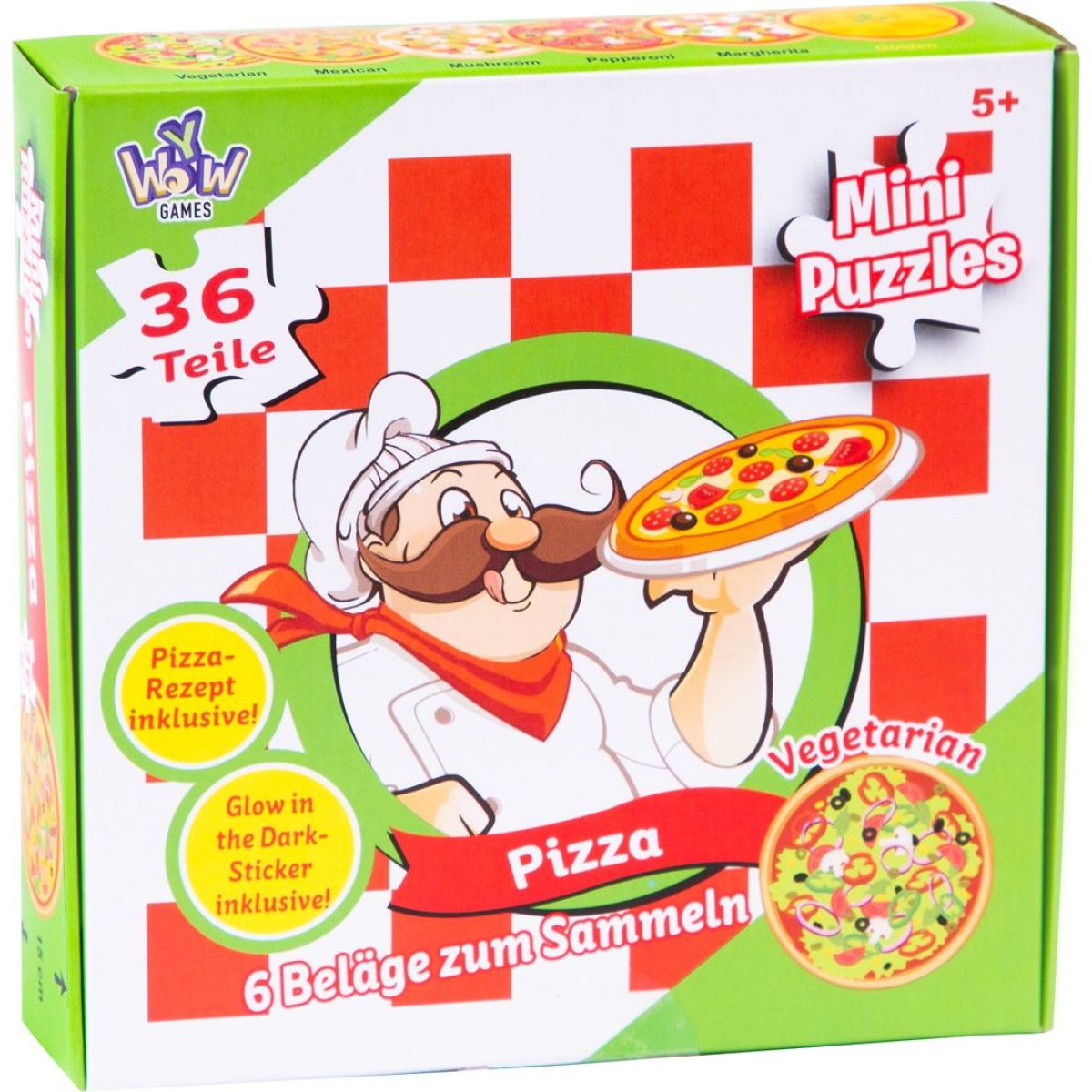 Puzzle mini Pizza 6 různých motivů 36 dílků
