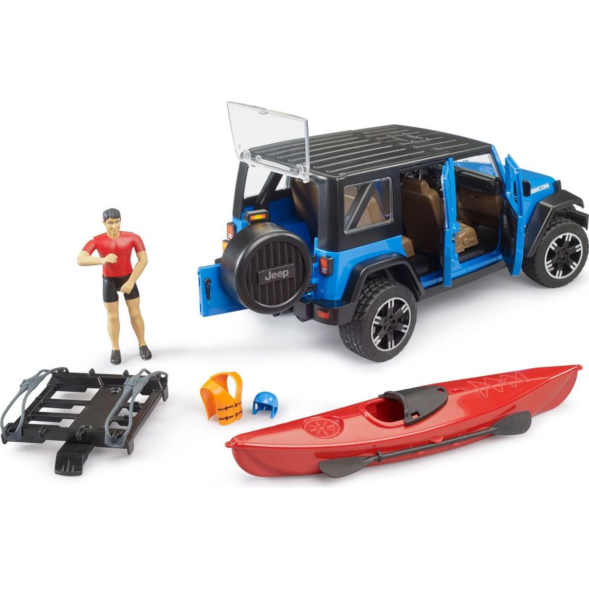 Bruder 02529 Jeep Wrangler RubiconUnlimited s kajakem a figurkou - Poškozený obal